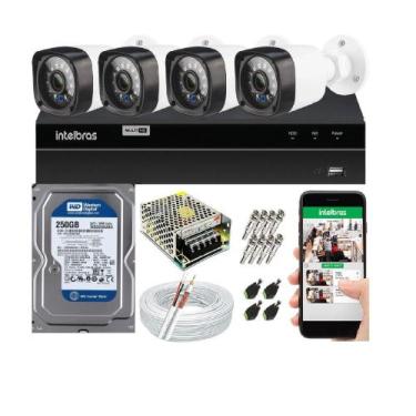 Imagem de Kit Cftv 4 Câmeras de Segurança AHD 720p e Dvr Mhdx 1204 Intelbras C/H