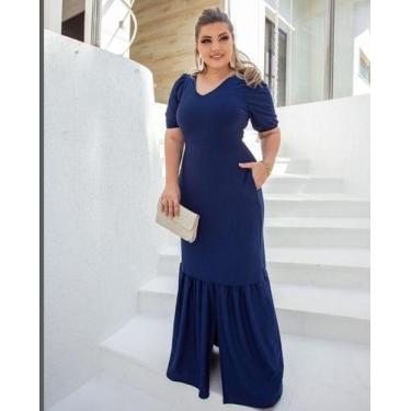 Imagem de Vestido Plus Size Fenda no babado Moda Evangélica Feminina - MISS FLOW