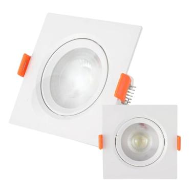 Imagem de KIT C/ 10 Unidades - Spot LED 5w - Quadrado De Embutir Direcionável / Branco Frio