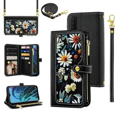 Imagem de Furiet Capa carteira floral para TCL 30XE/30V/4X/20AX/20A/20R/Bremen 5G com alça de pulso alça de ombro flip bolsa com zíper, suporte para cartão capa de telefone para TLC T601DL 30 XE XE5G V 20 AX R