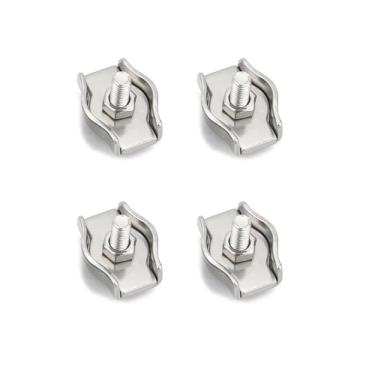 Imagem de 4 peças de clipes de corda de aço inoxidável à prova d'água grampos de cabo de aperto único trava de mandril M6 prendedor de hardware de fio de cabo