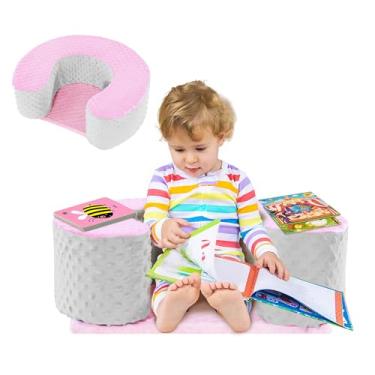 Imagem de MABOZOO Travesseiro sentado para bebês, almofada de espuma para assento de chão, almofada para sentar, para sentar, anel macio para bebês, bebês e crianças pequenas (rosa)