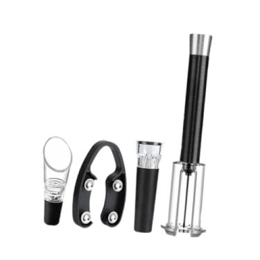 Imagem de ＫＬＫＣＭＳ Abridor de garrafa de vinho da bomba de ar removedor de cortiça com folhas de folha de folha de folha de papel alumínio, Preto