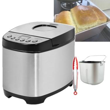 Imagem de KKSOUFX Máquina de fazer pão elétrica inteligente 12 em 1, capacidade de 1,5-2 libras, temporizador de 13 horas, função automática de manter aquecido por 1 hora, com visor LCD