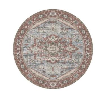 Imagem de HJZSZX Tapete redondo vintage, tapete decorativo artístico para sala de estar, fácil de limpar, lavável, sofá, quarto, tapete de brincar, YY008, B, diâmetro 160 cm