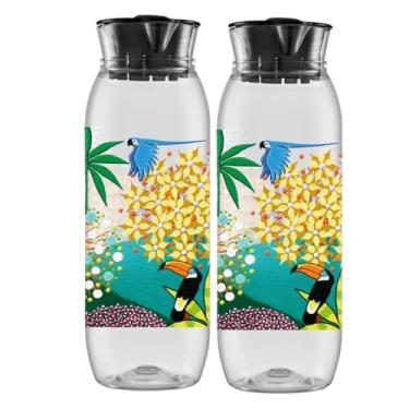 Imagem de 2 Garrafa De Água Geladeira Jarra Suco Tampa Premium 1,4LT (Fauna)