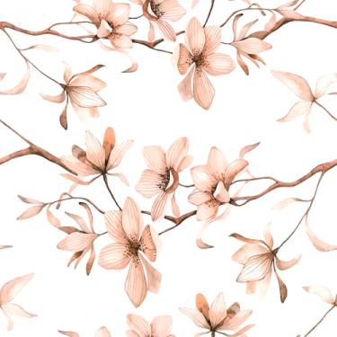 Imagem de Papel De Parede 12m Adesivo Floral Flor Rosa Branco Rolo