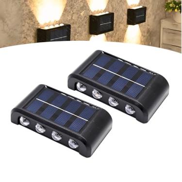 Imagem de Kit 2 Luminária Led Solar Arandela Parede Jardim 8 Leds 8s