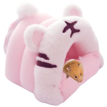 Imagem de Copfeu Esconderijo de hamster, cama de hamster, casa de hamster, couros de hamster para gaiola, habitat para planador de açúcar, coelho, esquilo, ouriço, porquinho-da-índia, chinchila (rosa, médio)