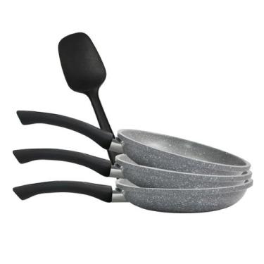 Imagem de Conjunto Frigideira Cerâmica Cinza Frita Sem Óleo 3 Peças - Wolff