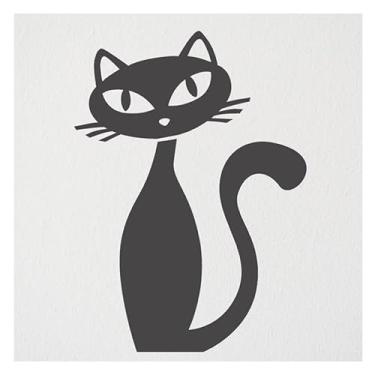 Imagem de Adesivo gato cozinha geladeira armário (Preto)