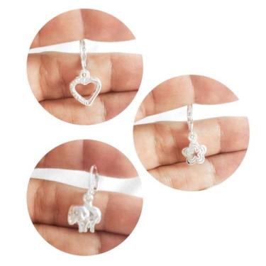 Imagem de Trio Argolinha Click Infantil Brincos Folheado 3 Pares - Jady Joias, P