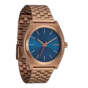 Imagem de NIXON Relógio analógico masculino Time Teller A045-100 m resistente à água (mostrador do relógio de 37 mm, pulseira de aço inoxidável de 19,5 mm-18 mm), Desert Gold/Arles Blue, Mens Standard, Caixa
