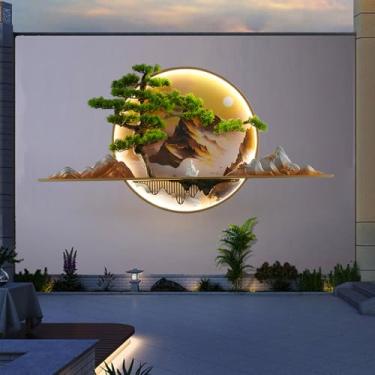 Imagem de Luminária de parede contemporânea para paisagem externa em pinho, à prova d'água, mural chinês, criativa, elétrica, varanda, corredor, pátio, vila, jardim, comunidade, decoração de parede LE