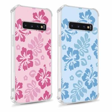 Imagem de Yomjew Pacote com 2 capas de telefone fofas e florais transparentes para Samsung Galaxy S10 Plus 6,4 polegadas, padrão de flores preppy protetora, macia, fina, à prova de choque, de silicone TPU, capa