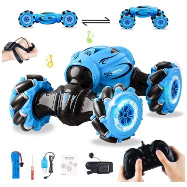 Imagem de Carrinho de Controle Remoto com Sensor de Gestos, 360 de Rotação e Luzes LED, SOTODIK D876, Azul