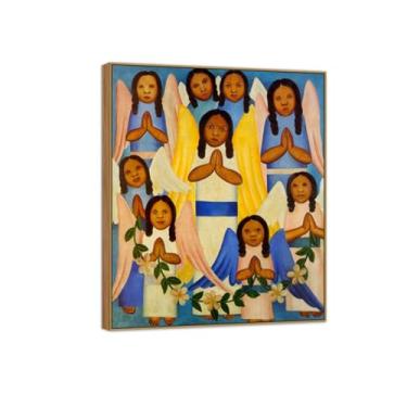 Imagem de Tarsila do Amaral Famosas Impressões em Tela-Imagem arte parede lona-Moldura Madeira Pintura decoração quarto Sala de estar(anjos) 20x25cm