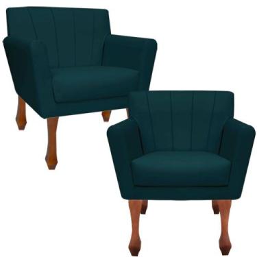 Imagem de Kit Poltronas Decorativa Clinicas Iza Retro - Dritex, Suede Azul
