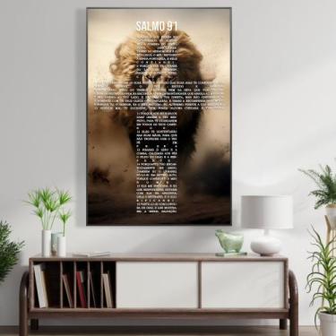 Imagem de Quadro decorativo salmo 91 - MeMoldura, Moldura Preta, 60x90cm