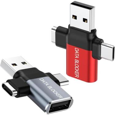 Imagem de Protetor de dados USB, bloqueador de dados universal 4 em 1 - conector de proteção contra suco, 100% de garantia de hacker, evita downloads ilegais, para iPhone 15 e carrega qualquer outro dispositivo