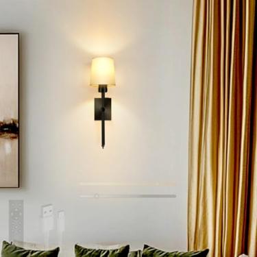 Imagem de GZZBMY Iluminação de parede interna LED regulável com controle remoto USB recarregável lâmpada de parede operada por bateria arandelas de parede sem fio para quarto sala de estar corredor 3000K-6500K