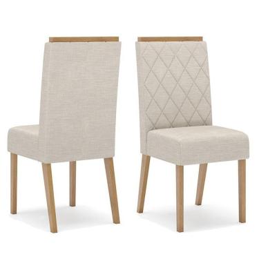 Imagem de Cadeira Para Mesa De Jantar Nina Kit 2 Peças Nature Linho - Henn