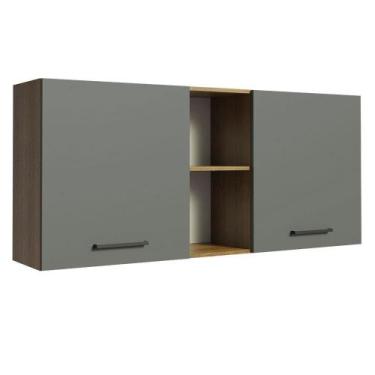 Imagem de Armário Aéreo 150 Cm 2 Portas E 2 Nichos Rustic/Cinza - MADESA