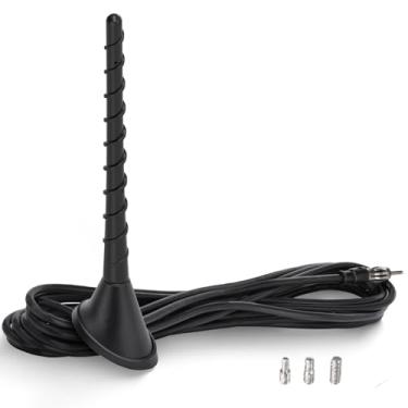 Imagem de SZSAUTO Rádio estéreo AM FM universal para carro, antena rosqueada de 18 cm com base de montagem - Antena de substituição FM de veículo universal compatível com receptor estéreo automotivo marítimo,