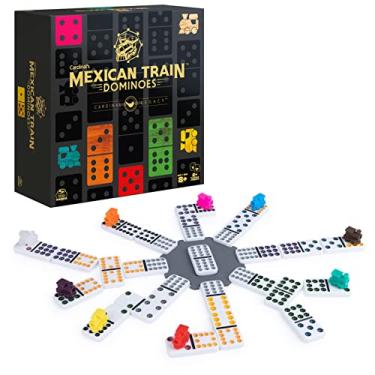Imagem de Spin Master Games Legacy Deluxe Mexican Train Dominoes, Classic Original Board Game Set Double-12 Dominoes with Sturdy Wood Case, for Kids and Adults Aged 8 and up