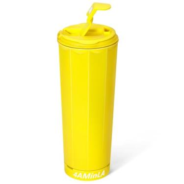 Imagem de Ahape Copo de 590 ml com chifre - o copo perfeito para fãs de esportes - Garrafa de água reutilizável ideal para torcer no dia de jogo, tailgating, celebração. (Amarelo)
