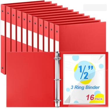 Imagem de Henoyso 16 fichários de 3 anéis redondos de 1/5.1 cm, tamanho carta, 20 cm x 28 cm, fichário flexível de plástico, comporta 100 folhas com 1 bolso, organizador versátil para escritório, casa, escola