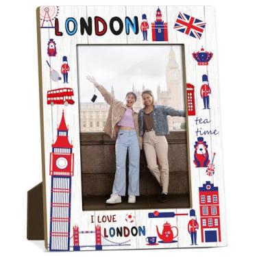 Imagem de Molduras de madeira para viagem em Londres, aniversário, férias, presentes de lua de mel, presentes para viajantes, casais, sala de estar, escritório, mesa, expositor de 10 x 15 cm com suporte - FS657