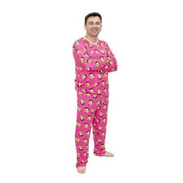 Imagem de Pijama Masculino Longo Personalizado Rosa - Alegria de Montar, P