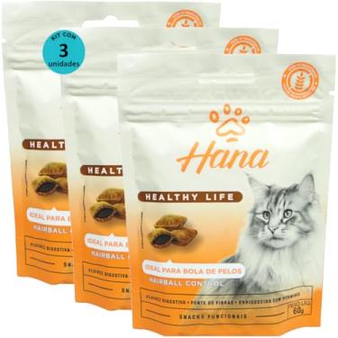 Imagem de kit 3 Snacks Hana Healthy Life Hairball Control P/Gatos Adultos- 60g