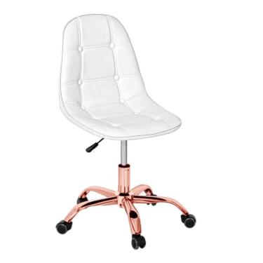 Imagem de Cadeira Office Eiffel - Botonê | Branca - Rose Gold