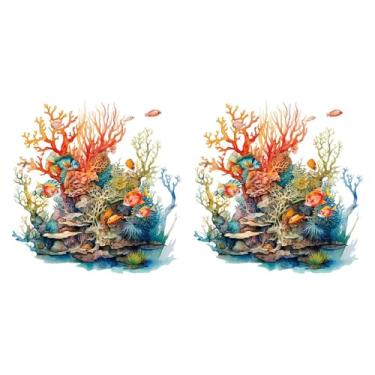Imagem de BLWOTMOR Adesivos de Vaso Sanitário com Estampa de Oceano, 2 Peças, Adesivos para Tampa de Assento Sanitário, Decoração de Parede, Decalques de Parede Removíve, Peixe, Tamanho real