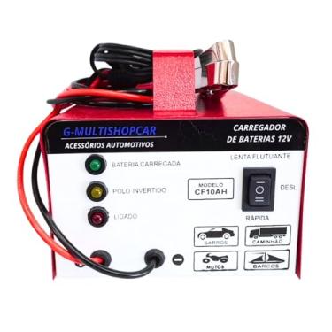 Imagem de Carregador de bateria automotiva 12v 10ah carro moto carga lenta flutuante e carga rapida Cf10