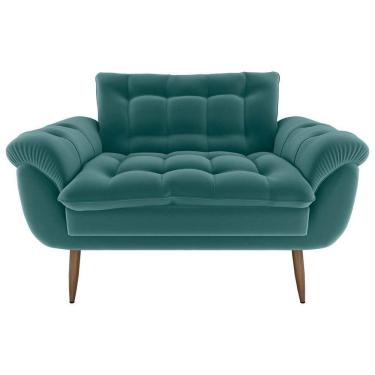 Imagem de Sofá Namoradeira Pequeno Confortável 1,25 Larg Xangai Matrix Veludo Verde Menta Veludo Verde Menta