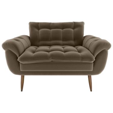 Imagem de Sofá Namoradeira Pequeno Confortável 1,25 Larg Xangai Matrix Veludo Capuccino