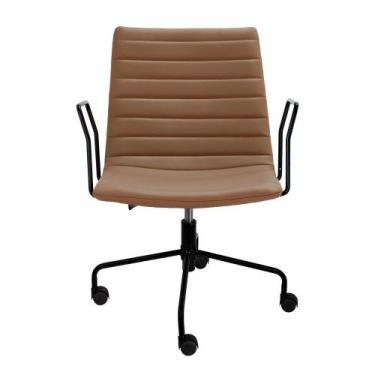 Imagem de Cadeira de Escritório Delta - Preto e Caramelo - Abra Casa