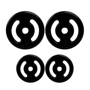 Imagem de kit anilhas 2 de 1kg+2 de 2kg emborrachada 2 par vazada 28mm - BASE