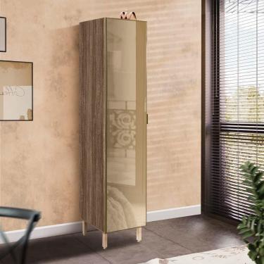 Imagem de Paneleiro De Cozinha Com Porta Em Vidro Reflecta 50cm X 220cm Carvalho Rústico Kali Nicioli