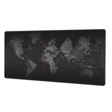 Imagem de Mouse Pad Mapa Mundial Black Premium Antiderrapante Uso Diário Gamer Escritório 80cmx30cm