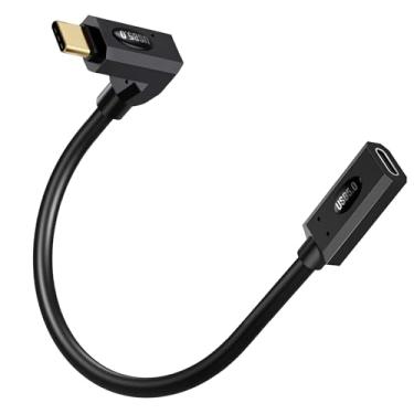 Imagem de Duttek Cabo extensor USB-C 80Gbps 1FT/30 cm, cabo USB C 90 graus 240W PD e vídeo 8K, cabo de extensão tipo C 5.0 compatível com iPad Pro/PS5/SSD externo/Thunderbolt Cbale