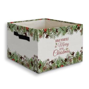 Imagem de JUIOEIU Caixa de armazenamento dobrável de Natal com alças, cesta organizadora dobrável para banheiro, crianças, quarto, roupas, brinquedos, livros