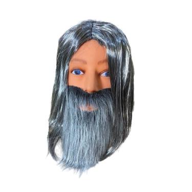 Imagem de Fantasia Peruca E Barba Cinza Mendigo Bruxo Judas Cosplay