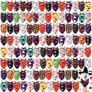 Imagem de Bandanas para cães Sanwuta, laváveis para Halloween, 100 unidades para
