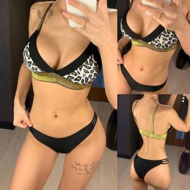 Imagem de Maiô feminino com decote redondo recortado na frente com cadarço nas c