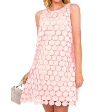 Imagem de Vestido feminino BTFBM Hollow Out Circle bordado rosa tamanho L