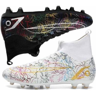 Imagem de Tênis de futebol masculinos de futebol com pontas longas, couro e borr